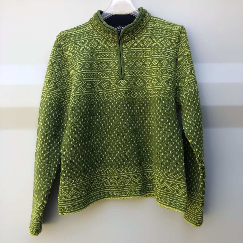 SKJAEVELAND green knit ski sweater